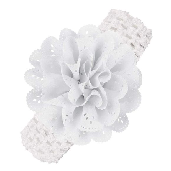 NEW WHITE EYELIT FLOWER STRETCHY HEADBAND - Picture 1 of 2